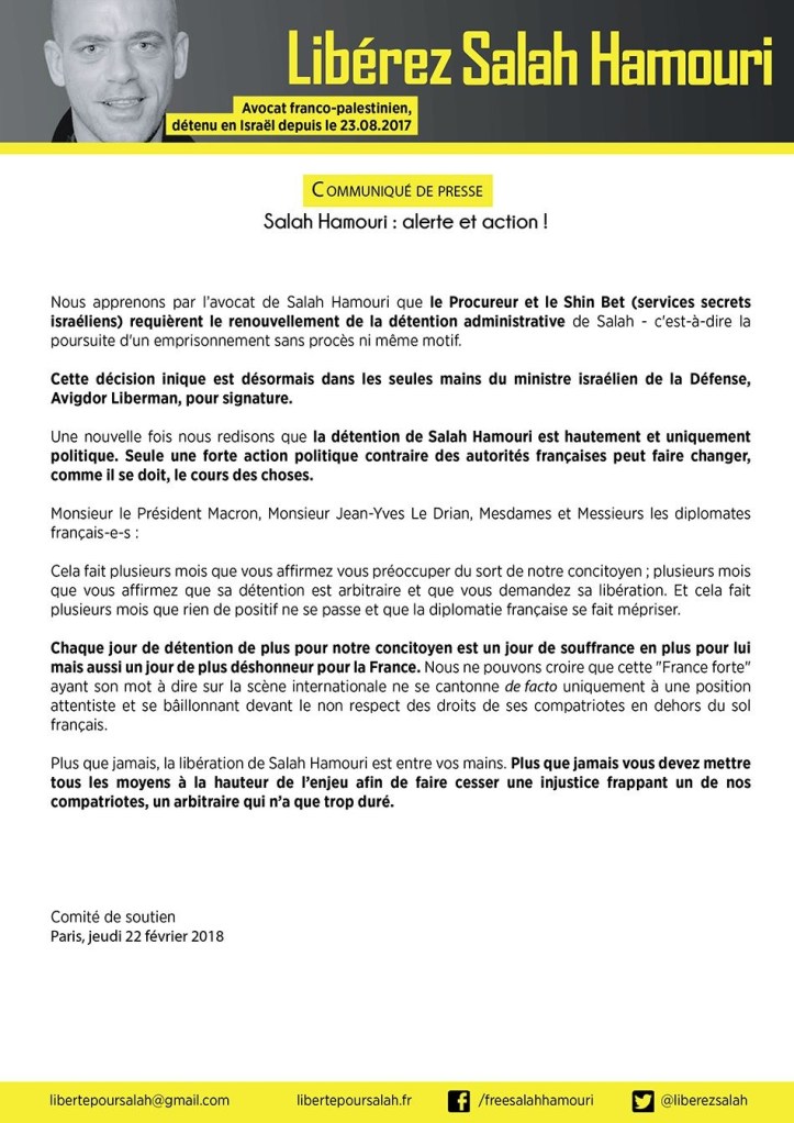 communiqué comité national_ alerte et action_22 février 2018