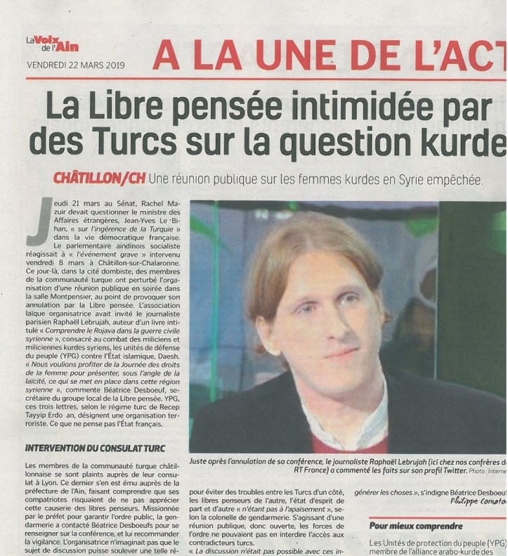 article de LA VOIX DE L'AIN parue le 22 03 19